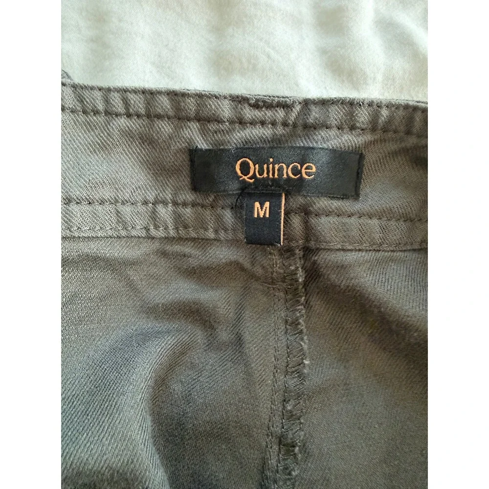 Quince Cotton Linen Twill Cargo Pants M Charcoal Gray Belted Utility Tapered